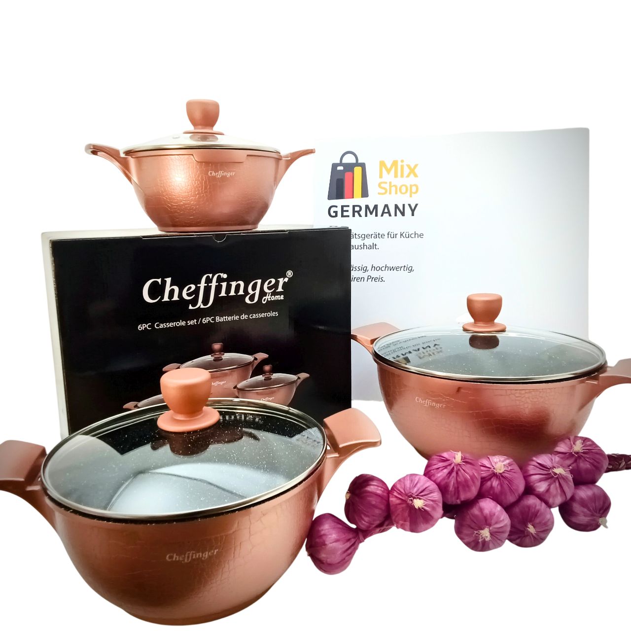 Kochtopf-Set 6-tlg (Ø20-28cm) mit Glasdeckeln – Crocodile Line