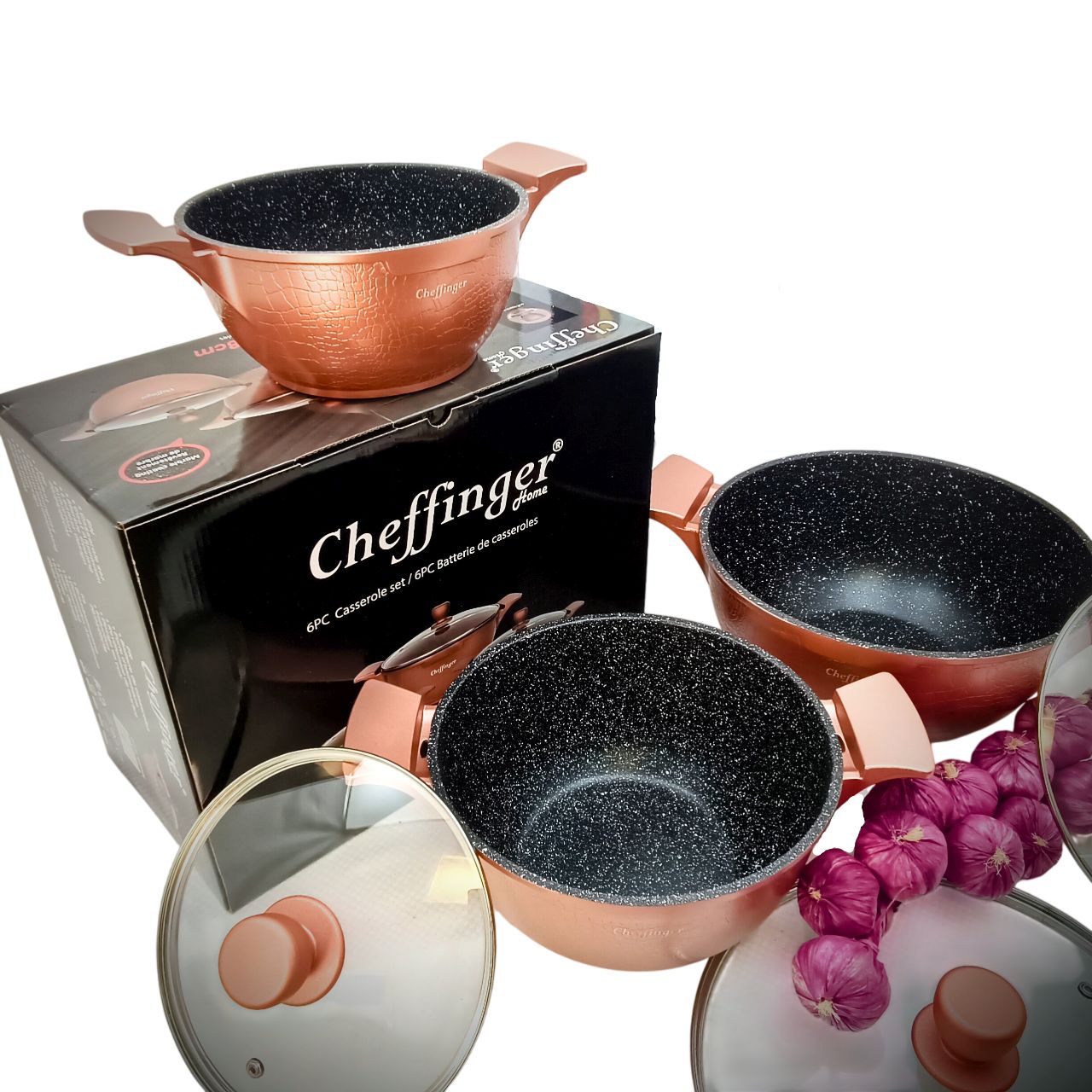 Kochtopf-Set 6-tlg (Ø20-28cm) mit Glasdeckeln – Crocodile Line