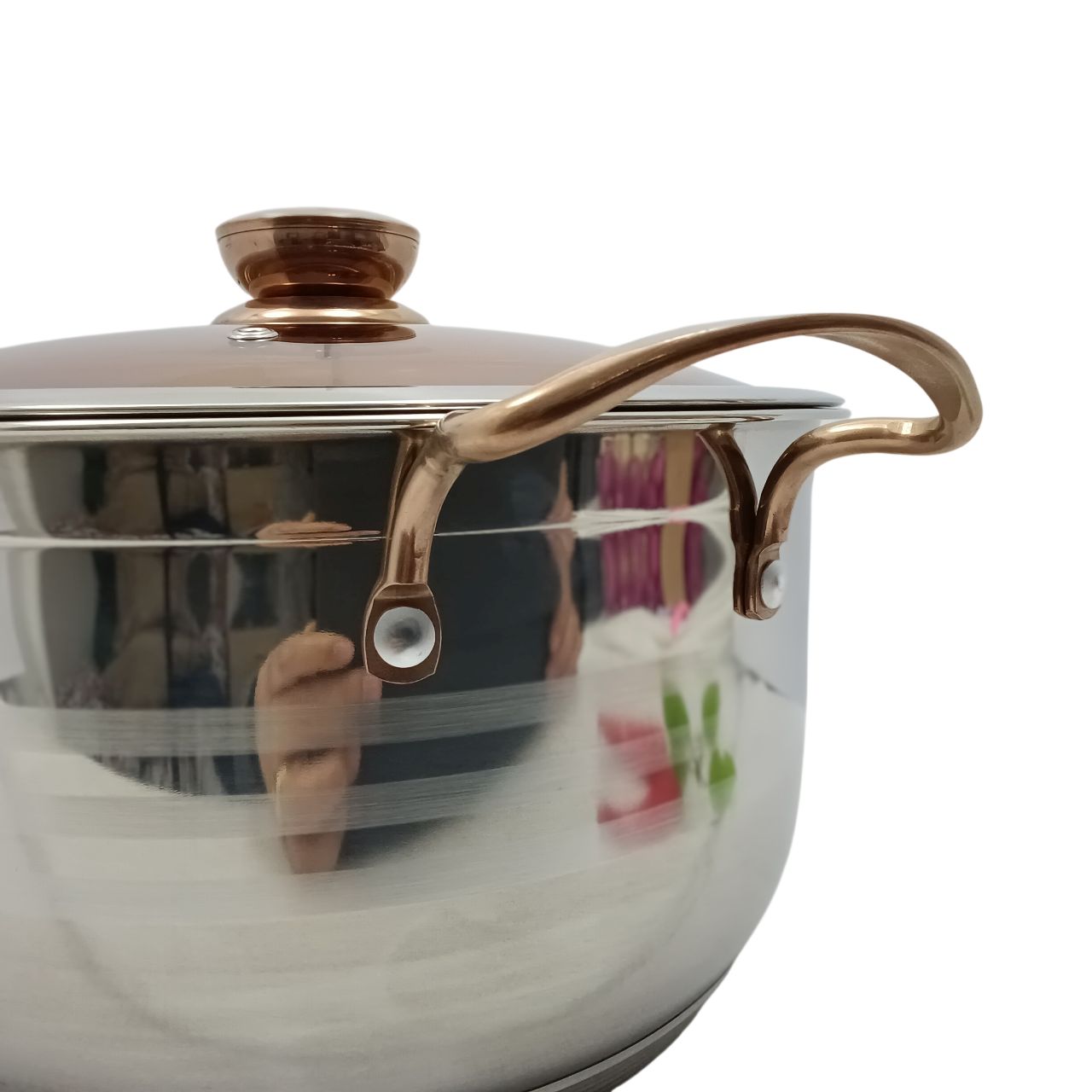 XXL Kochtopf-Set 6-tlg (Ø34–38cm) mit goldfarbenen Glasdeckeln