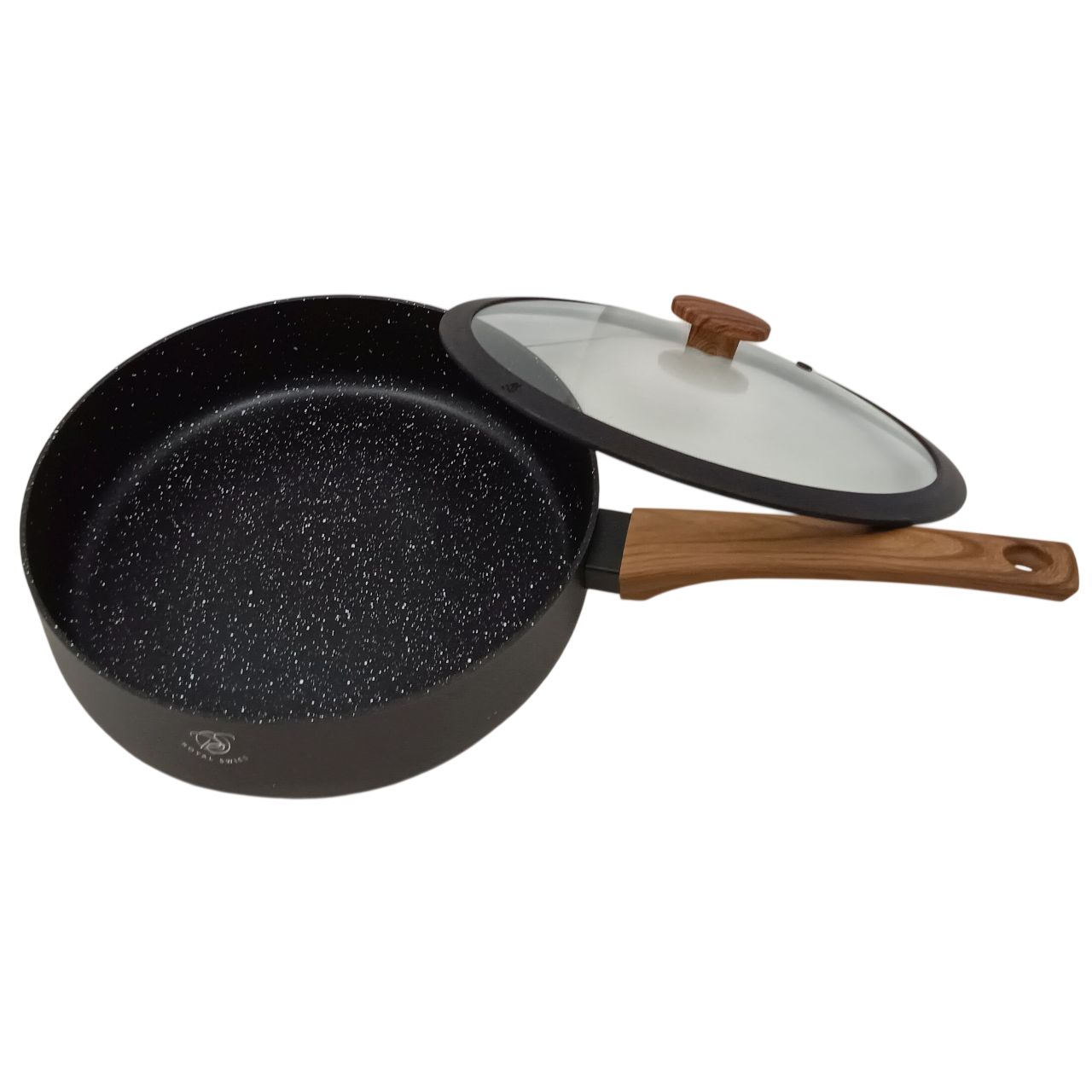 Tiefe Bratpfanne 2-tlg 28 cm mit Glasdeckel & Stay-Cool-Griff – Granit-Antihaftbeschichtung, induktionsgeeignet