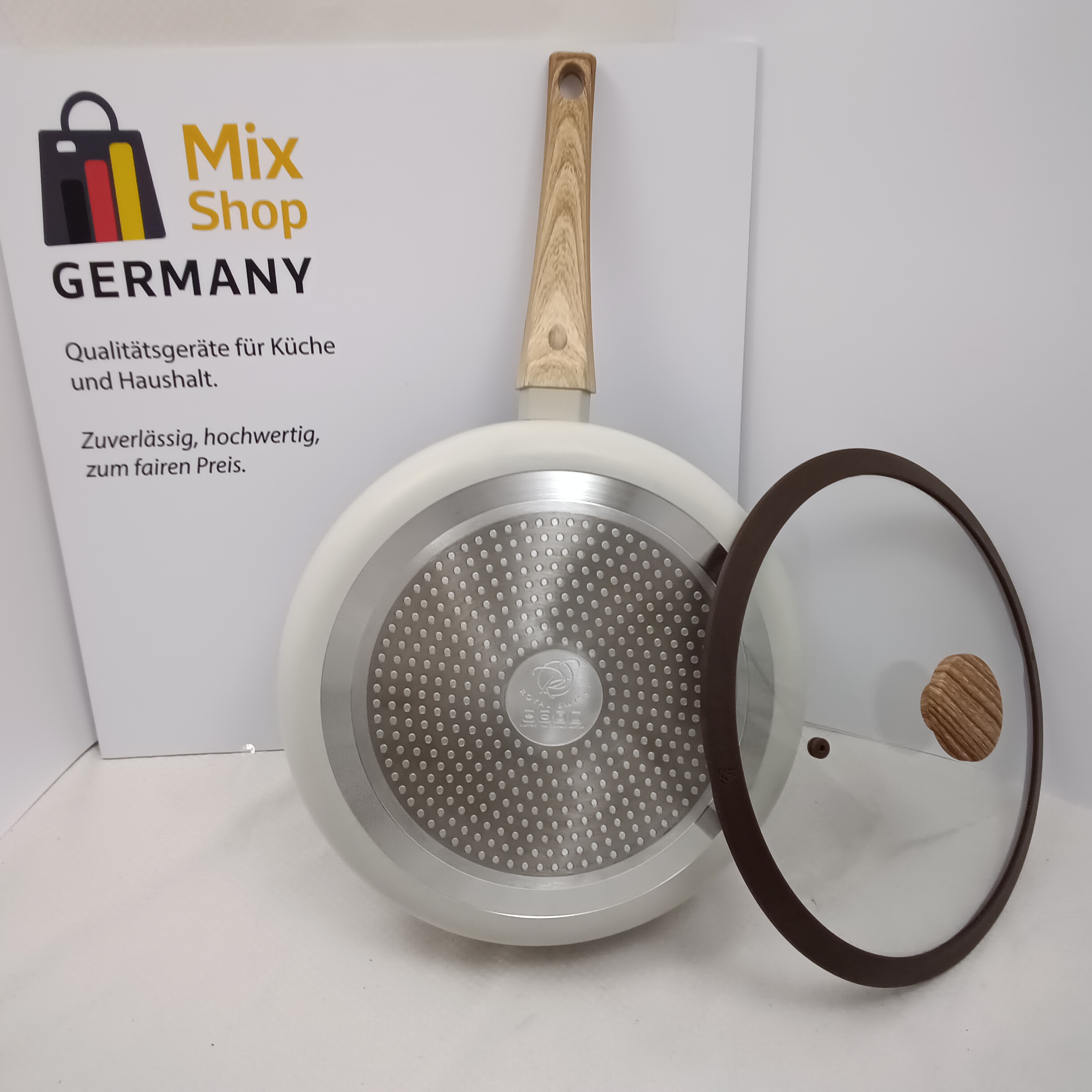Tiefe Bratpfanne 2-tlg 28 cm mit Glasdeckel & Stay-Cool-Griff – Granit-Antihaftbeschichtung, induktionsgeeignet